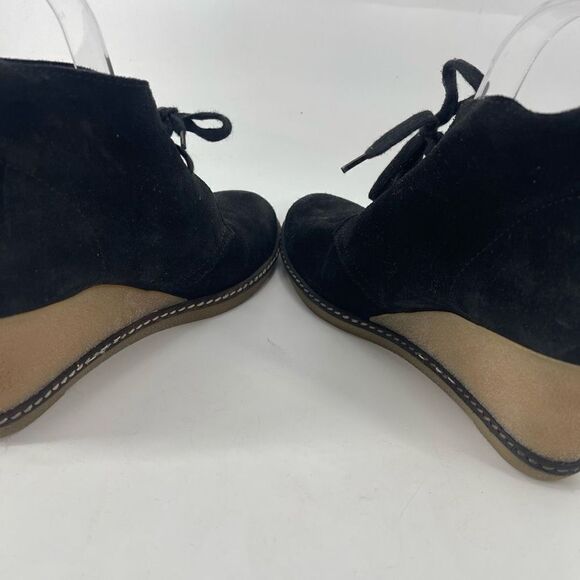 J. Crew Womens Ankle Boots Booties Suede Lace Up Wedge 2.5" Heels Black Size 9 - Picture 14 of 15